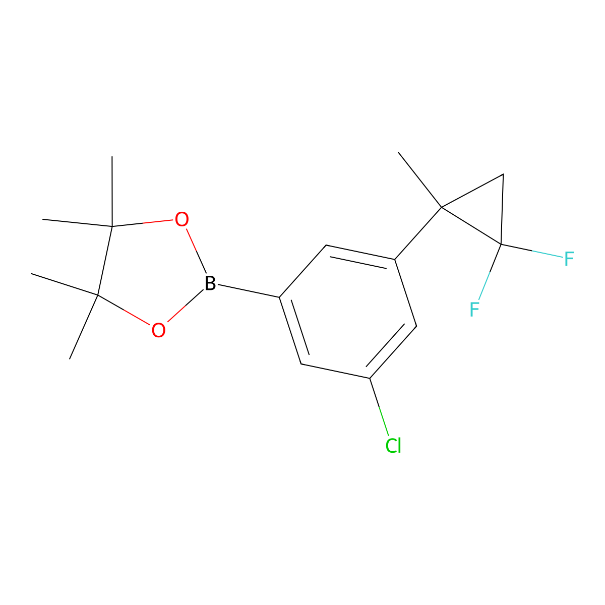 2-(3-Chloro-5-(2,2-difluoro-1-methylcyclopropyl)phenyl)-4,4,5,5-tetramethyl-1,3,2-dioxaborolane molecular structure, CAS 2710293-56-2