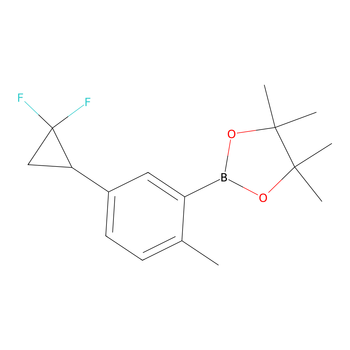 2-(5-(2,2-Difluorocyclopropyl)-2-methylphenyl)-4,4,5,5-tetramethyl-1,3,2-dioxaborolane molecular structure, CAS 2710293-59-5