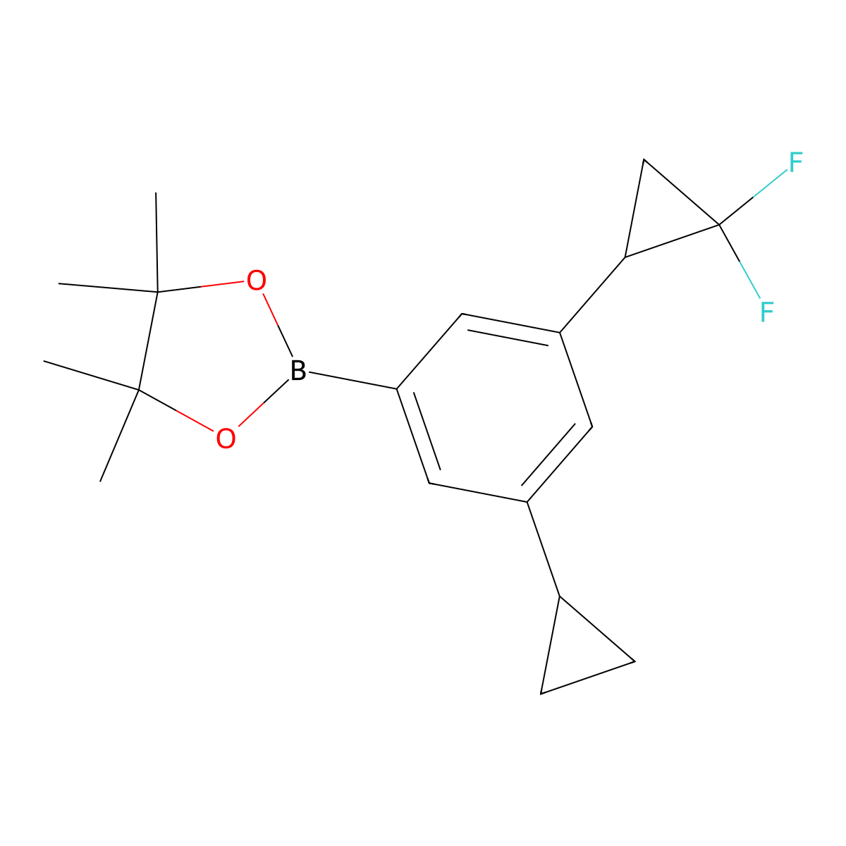 2-(3-Cyclopropyl-5-(2,2-difluorocyclopropyl)phenyl)-4,4,5,5-tetramethyl-1,3,2-dioxaborolane molecular structure, CAS 2710293-60-8