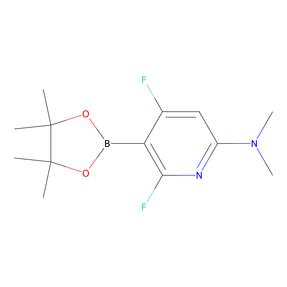 4,6-difluoro-N,N-dimethyl-5-(4,4,5,5-tetramethyl-1,3,2-dioxaborolan-2-yl)pyridin-2-amine molecular structure, CAS 2710293-65-3