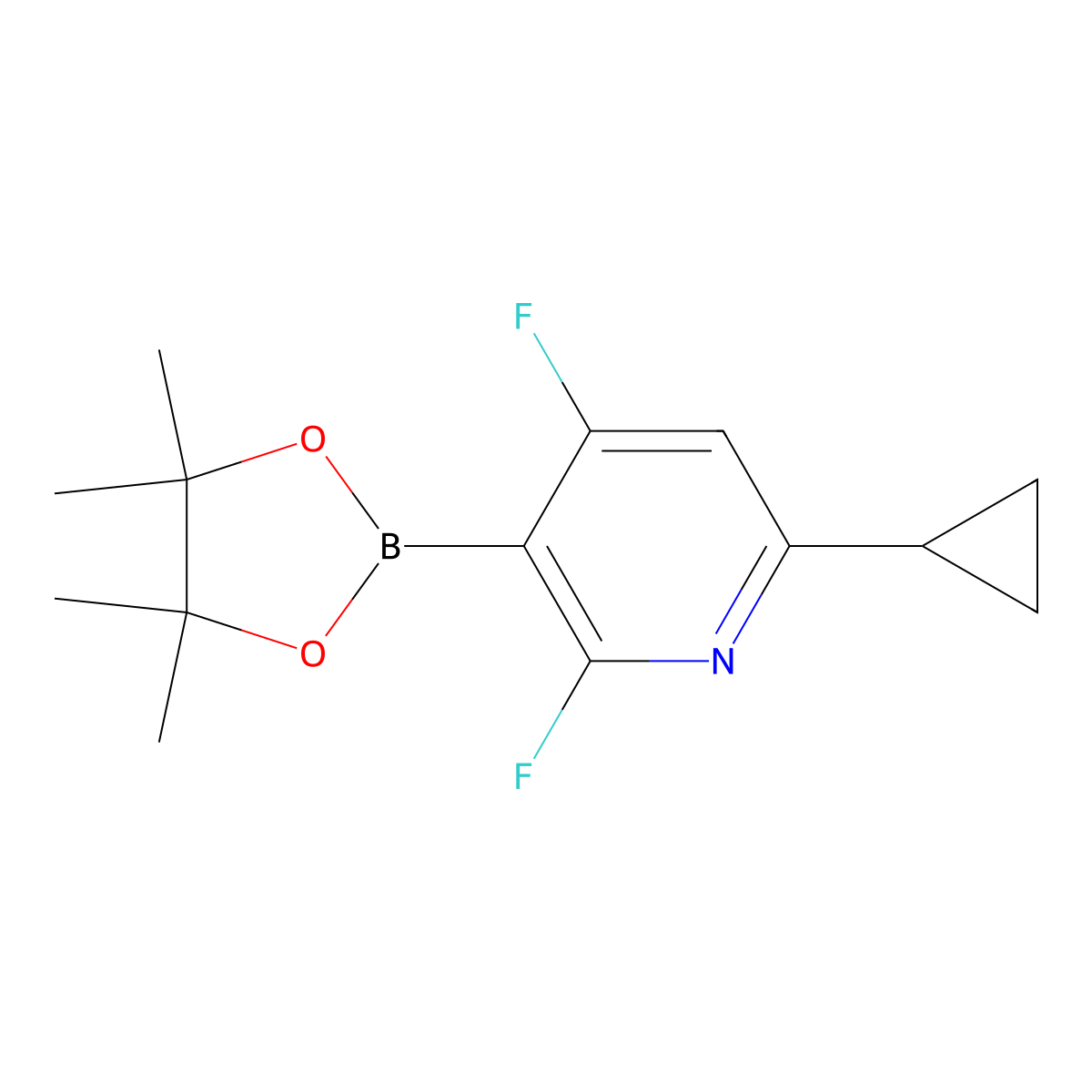 6-Cyclopropyl-2,4-difluoro-3-(4,4,5,5-tetramethyl-1,3,2-dioxaborolan-2-yl)pyridine molecular structure, CAS 2710293-67-5