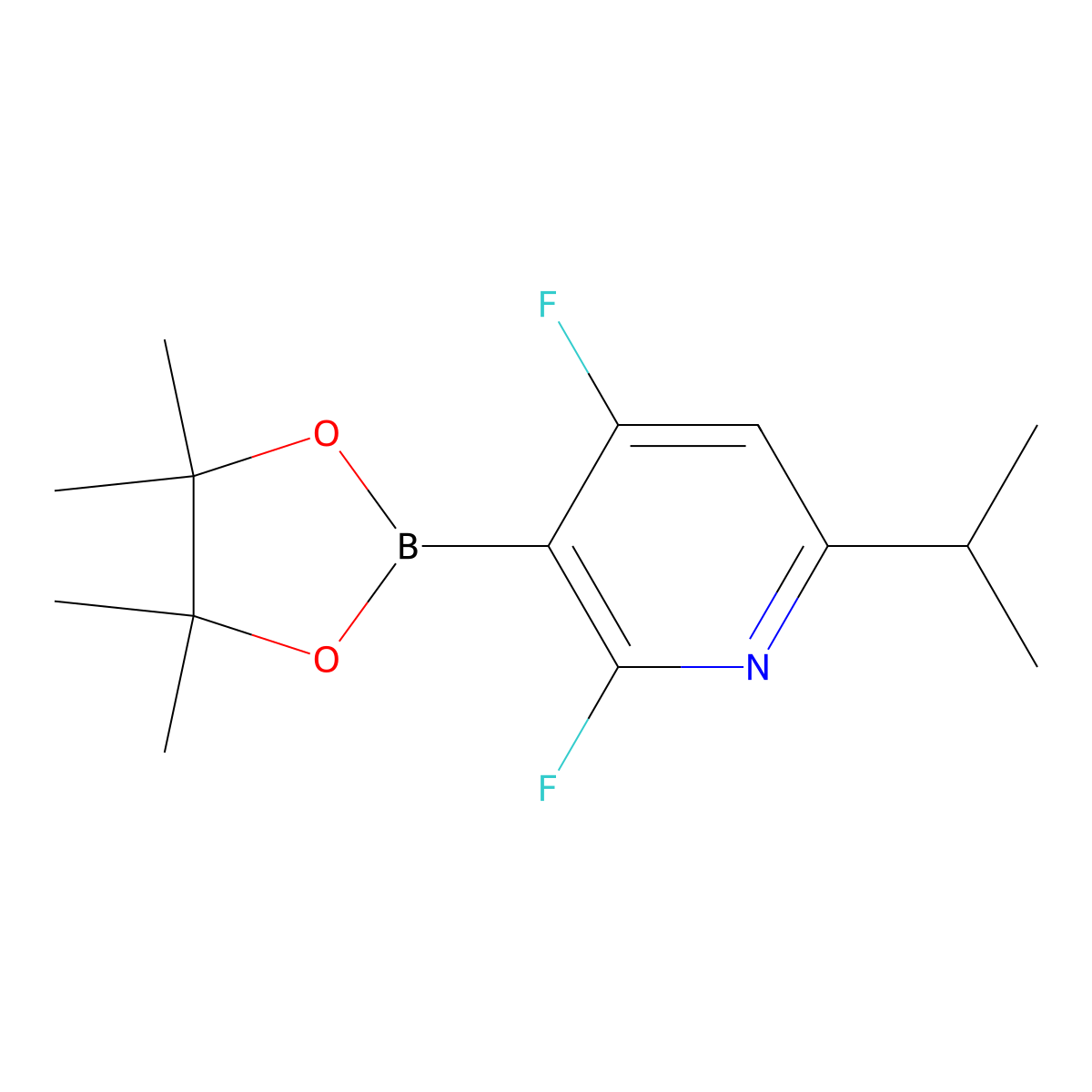 2,4-Difluoro-6-isopropyl-3-(4,4,5,5-tetramethyl-1,3,2-dioxaborolan-2-yl)pyridine molecular structure, CAS 2710293-69-7