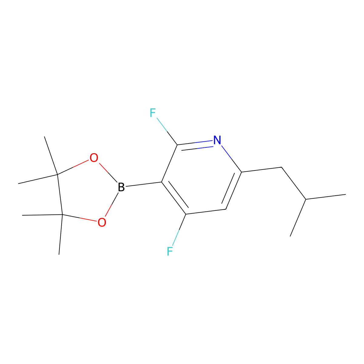 2,4-Difluoro-6-isobutyl-3-(4,4,5,5-tetramethyl-1,3,2-dioxaborolan-2-yl)pyridine molecular structure, CAS 2710293-71-1
