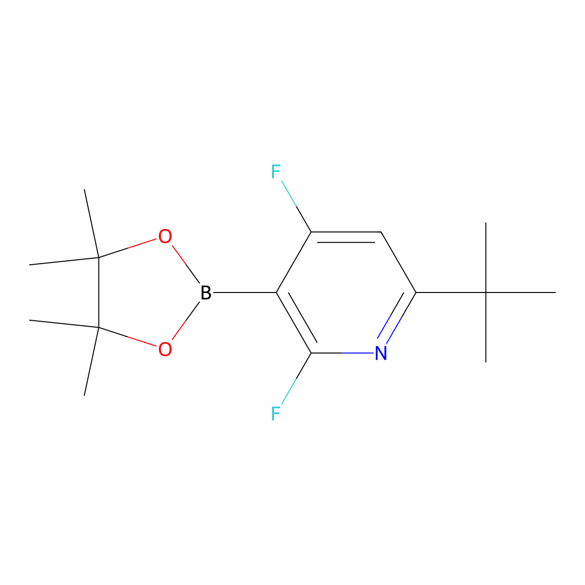 6-(Tert-butyl)-2,4-difluoro-3-(4,4,5,5-tetramethyl-1,3,2-dioxaborolan-2-yl)pyridine molecular structure, CAS 2710293-72-2