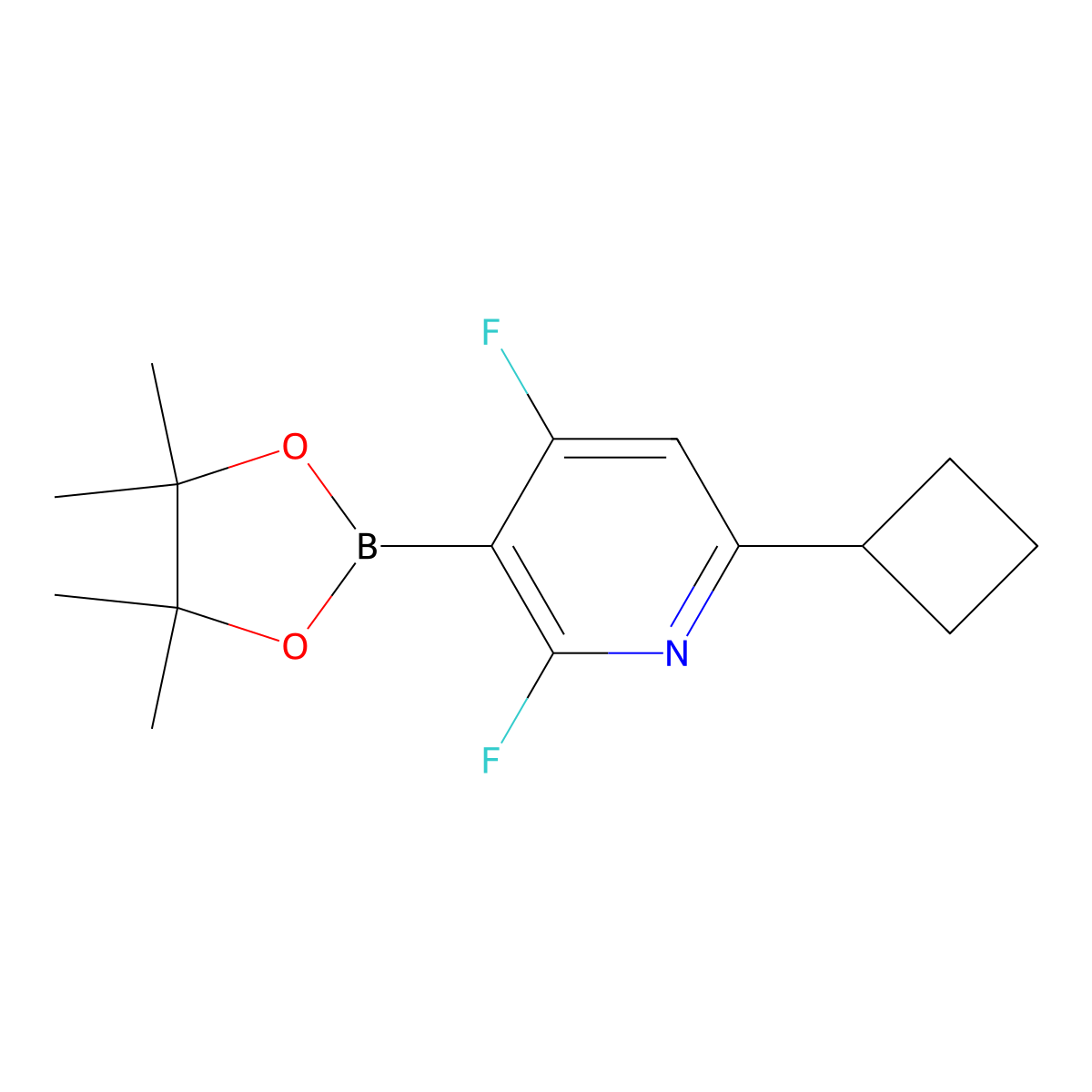 6-Cyclobutyl-2,4-difluoro-3-(4,4,5,5-tetramethyl-1,3,2-dioxaborolan-2-yl)pyridine molecular structure, CAS 2710293-73-3