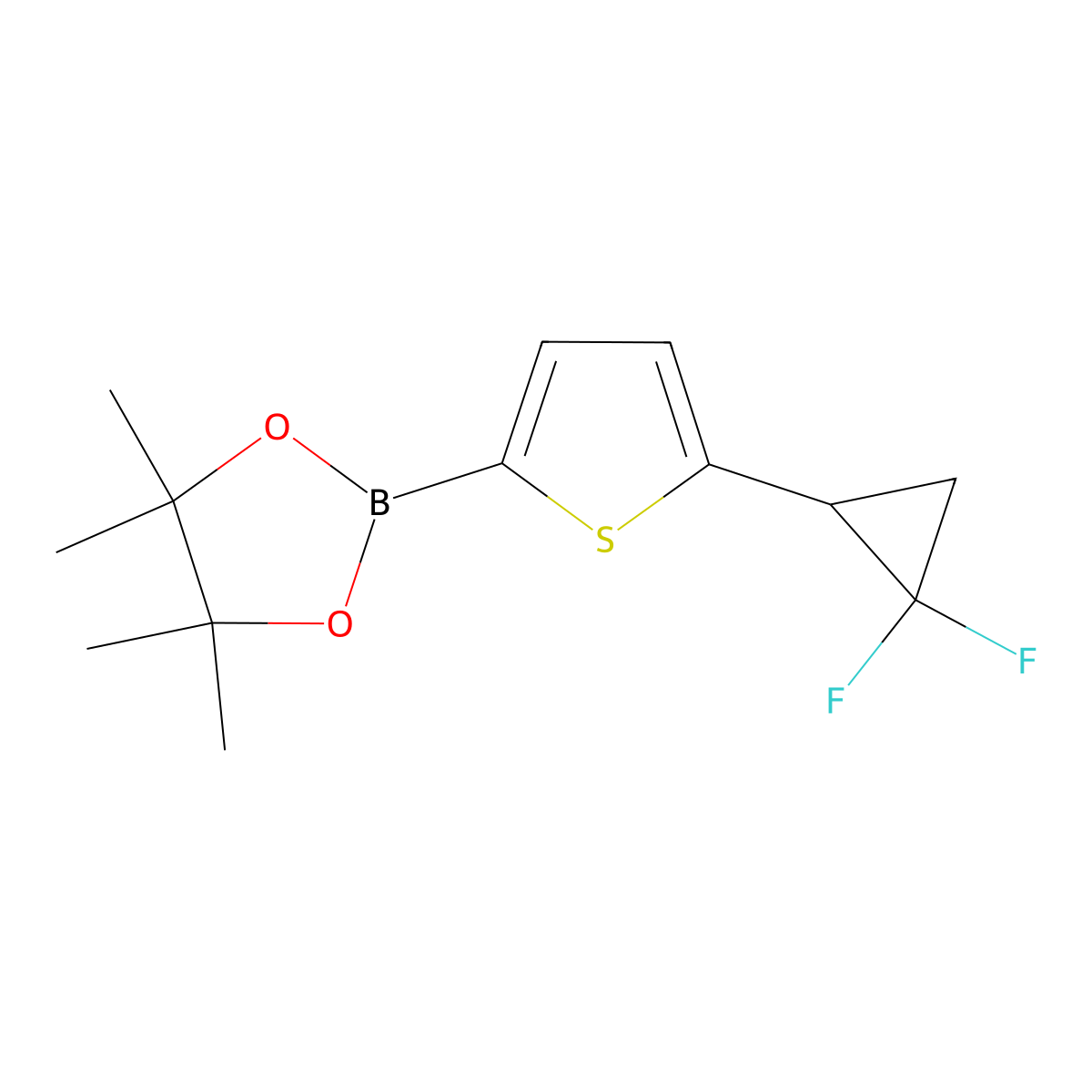 2-(5-(2,2-Difluorocyclopropyl)thiophen-2-yl)-4,4,5,5-tetramethyl-1,3,2-dioxaborolane molecular structure, CAS 2710293-82-4