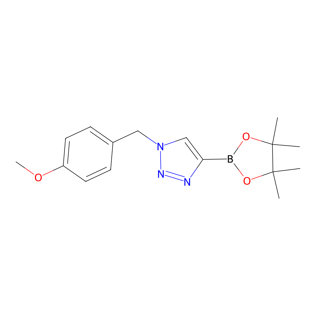 1-[(4-Methoxyphenyl)methyl]-4-(4,4,5,5-tetramethyl-1,3,2-dioxaborolan-2-yl)triazole molecular structure, CAS 2710293-89-1