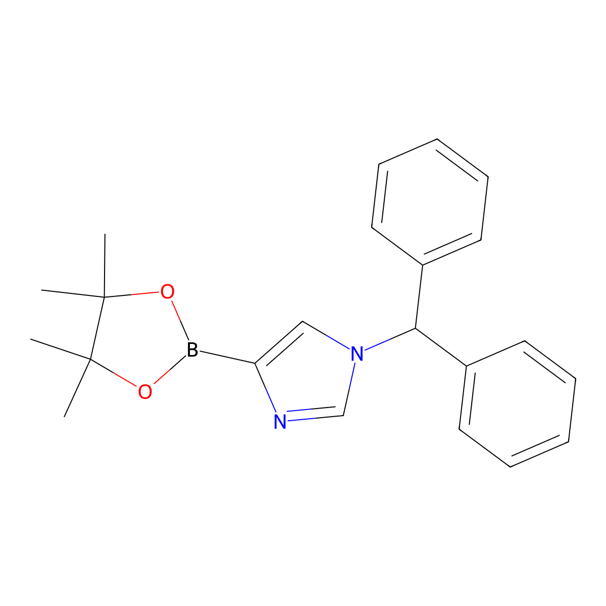1-benzhydryl-4-(4,4,5,5-tetramethyl-1,3,2-dioxaborolan-2-yl)-1H-imidazole molecular structure, CAS 2710293-91-5