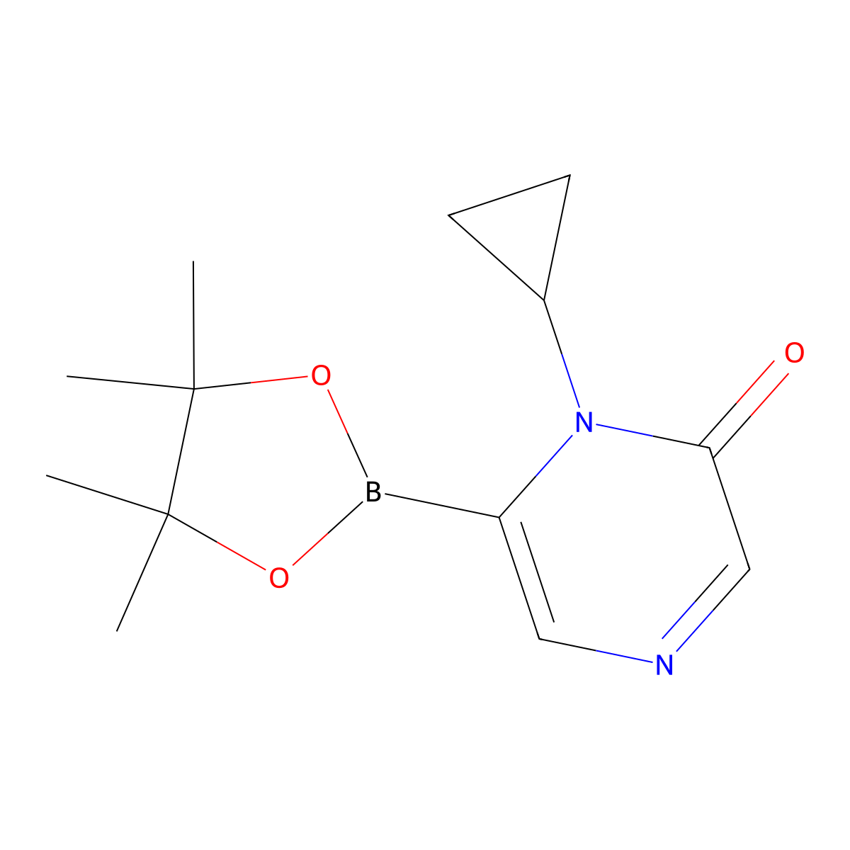 1-cyclopropyl-6-(4,4,5,5-tetramethyl-1,3,2-dioxaborolan-2-yl)pyrazin-2(1H)-one molecular structure, CAS 2710293-95-9