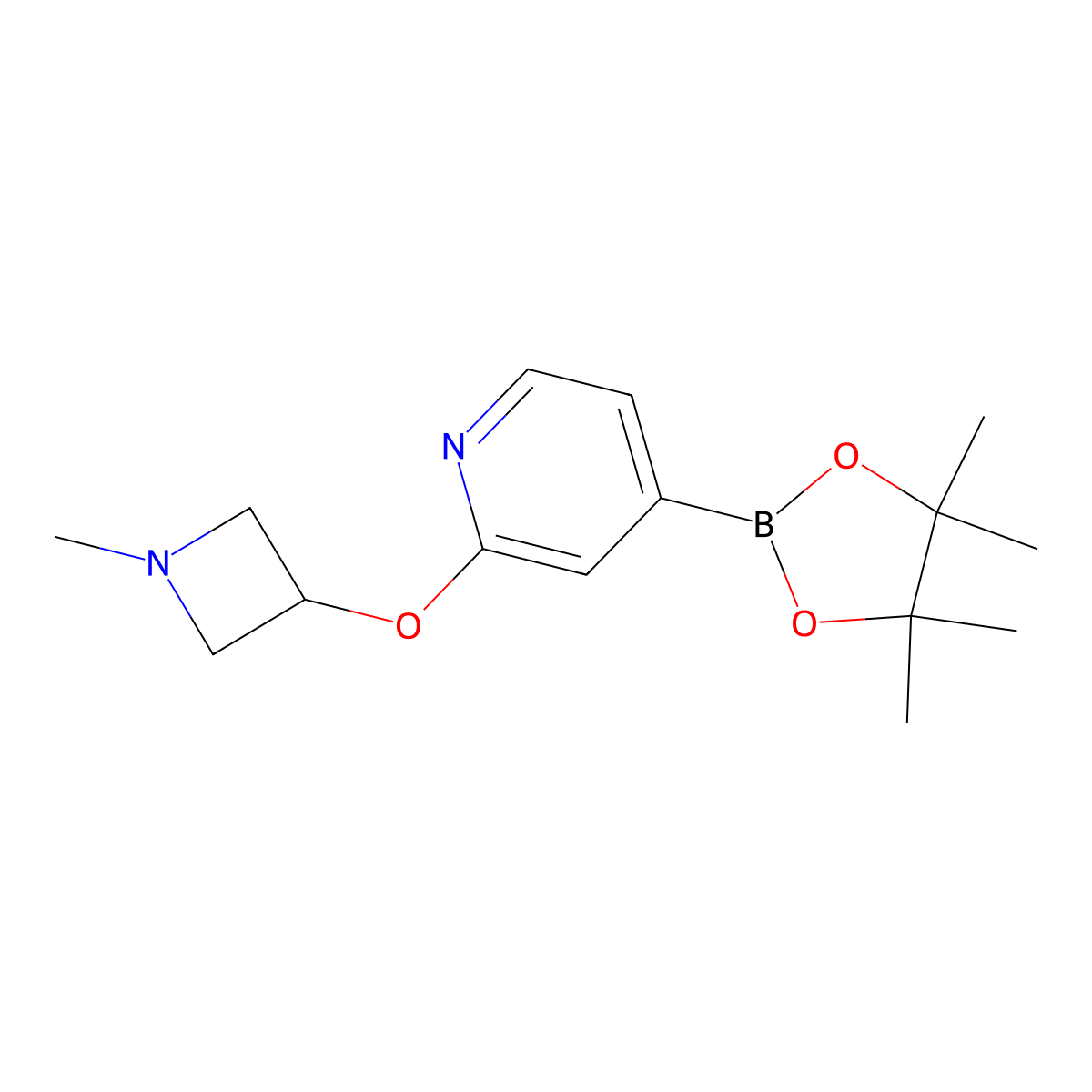 2-((1-Methylazetidin-3-yl)oxy)-4-(4,4,5,5-tetramethyl-1,3,2-dioxaborolan-2-yl)pyridine molecular structure, CAS 2710293-97-1