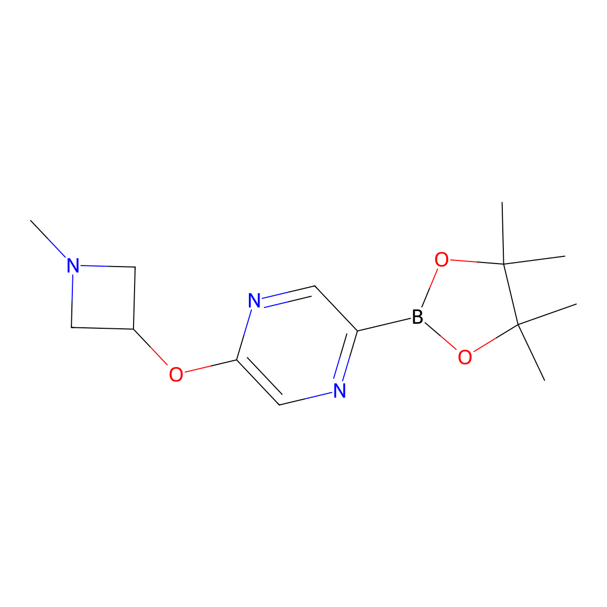 2-((1-Methylazetidin-3-yl)oxy)-5-(4,4,5,5-tetramethyl-1,3,2-dioxaborolan-2-yl)pyrazine molecular structure, CAS 2710293-98-2