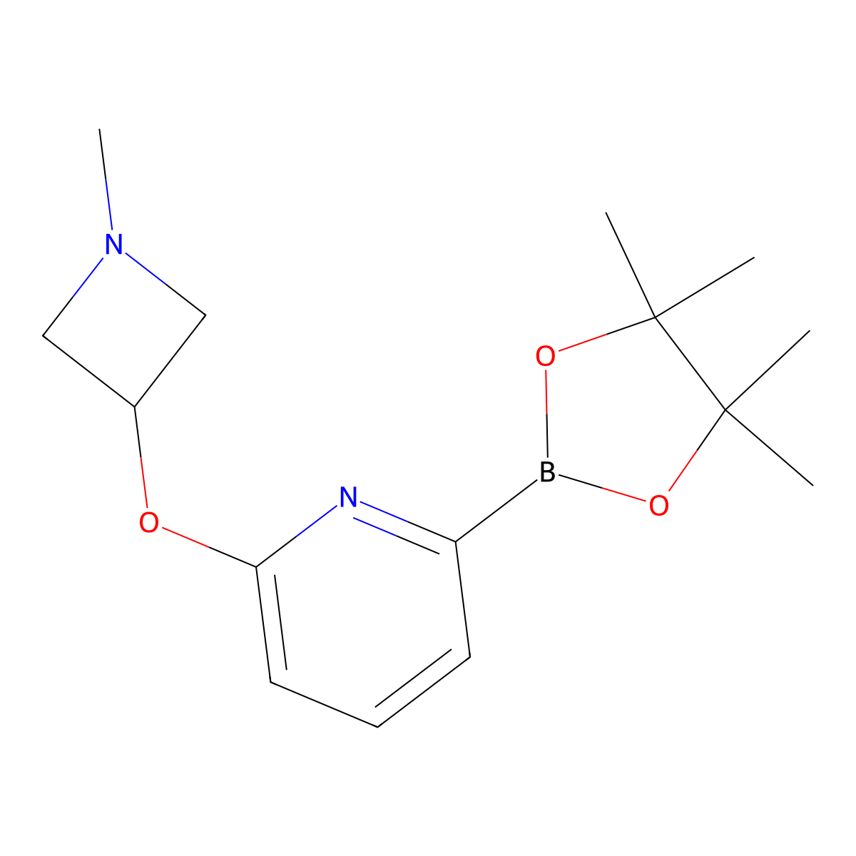 2-((1-Methylazetidin-3-yl)oxy)-6-(4,4,5,5-tetramethyl-1,3,2-dioxaborolan-2-yl)pyridine molecular structure, CAS 2710294-00-9