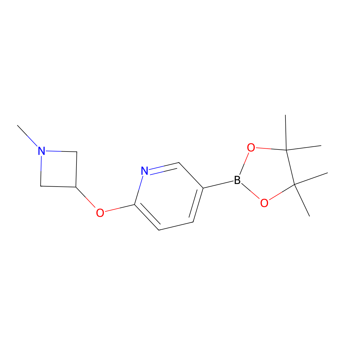 2-((1-Methylazetidin-3-yl)oxy)-5-(4,4,5,5-tetramethyl-1,3,2-dioxaborolan-2-yl)pyridine molecular structure, CAS 2710294-01-0