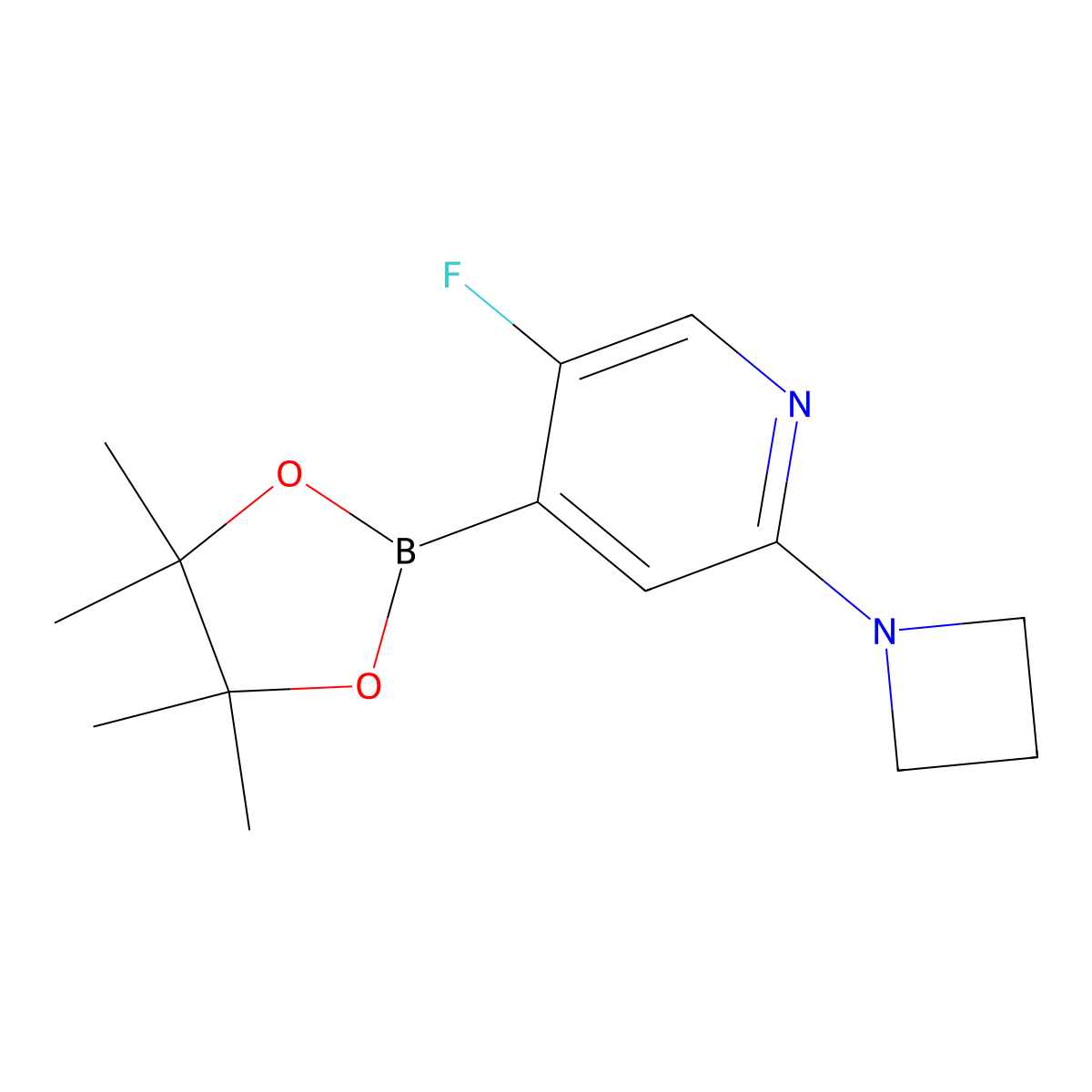2-(Azetidin-1-yl)-5-fluoro-4-(4,4,5,5-tetramethyl-1,3,2-dioxaborolan-2-yl)pyridine molecular structure, CAS 2710294-02-1