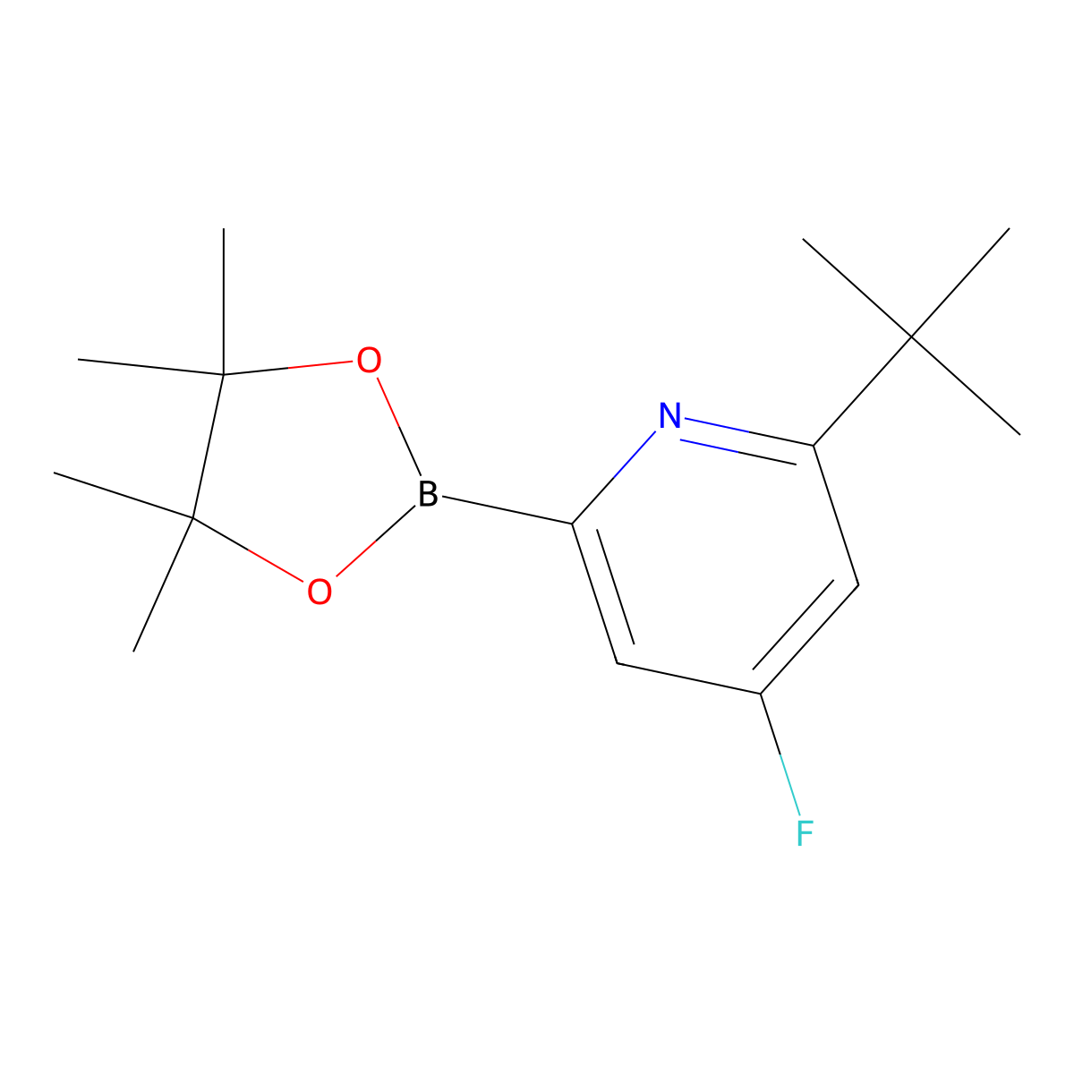 2-(Tert-butyl)-4-fluoro-6-(4,4,5,5-tetramethyl-1,3,2-dioxaborolan-2-yl)pyridine molecular structure, CAS 2710294-03-2