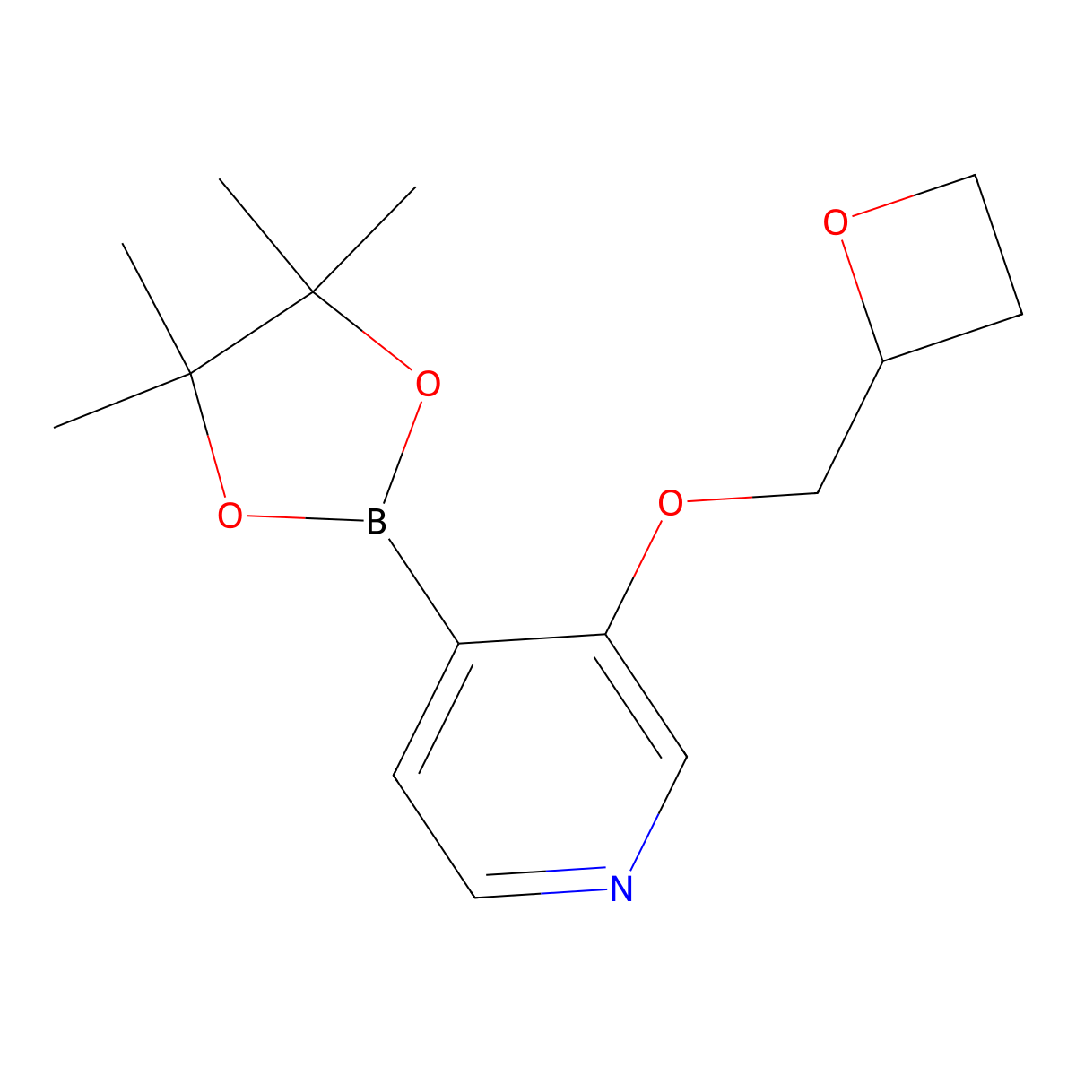 3-(Oxetan-2-ylmethoxy)-4-(4,4,5,5-tetramethyl-1,3,2-dioxaborolan-2-yl)pyridine molecular structure, CAS 2710294-09-8