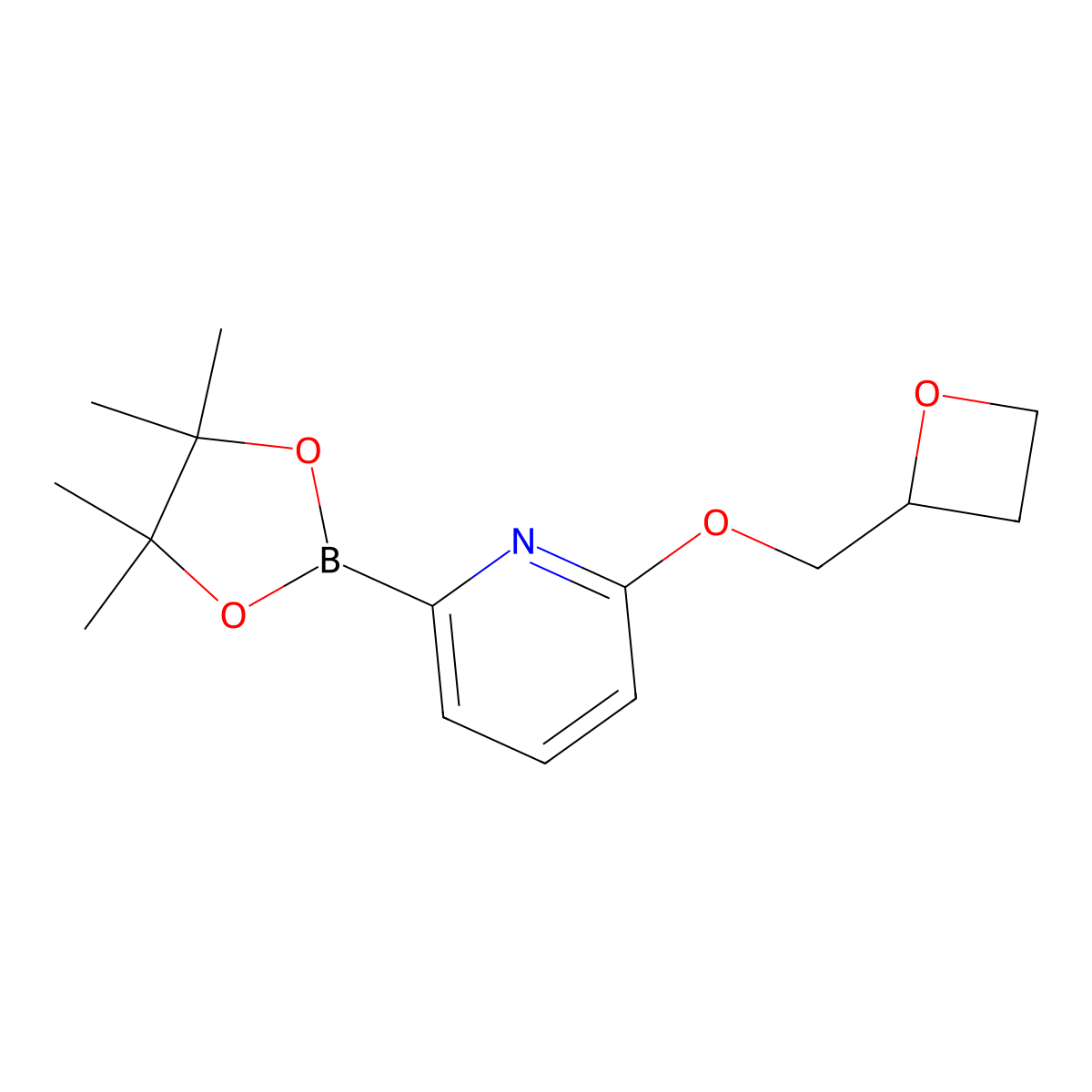 2-(Oxetan-2-ylmethoxy)-6-(4,4,5,5-tetramethyl-1,3,2-dioxaborolan-2-yl)pyridine molecular structure, CAS 2710294-14-5