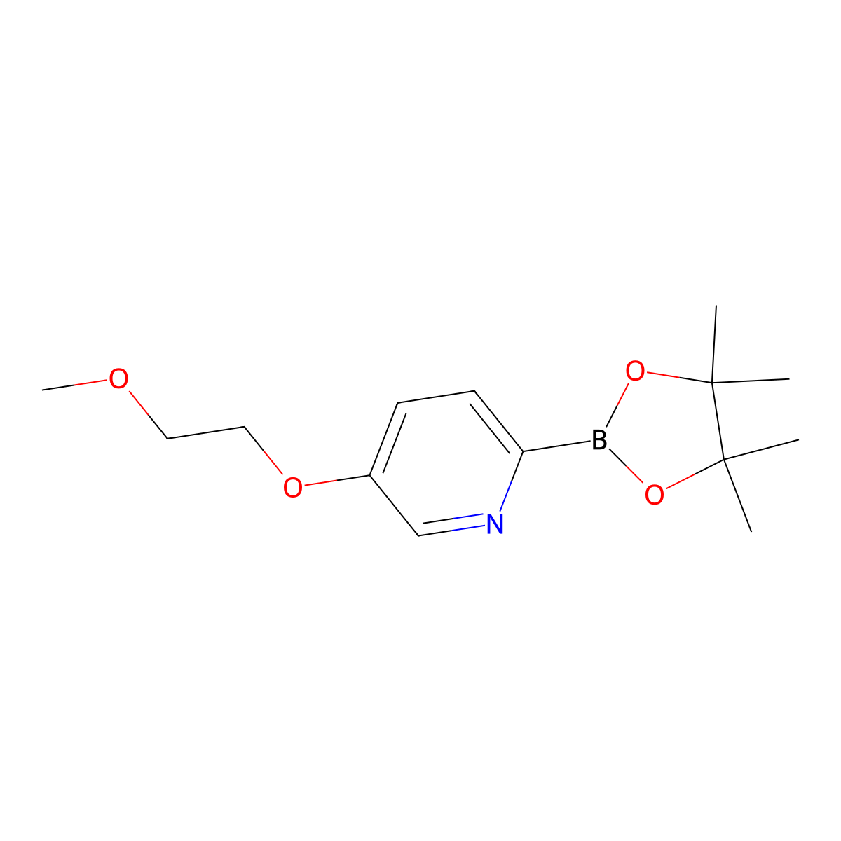 5-(2-Methoxyethoxy)-2-(4,4,5,5-tetramethyl-1,3,2-dioxaborolan-2-yl)pyridine molecular structure, CAS 2710294-18-9