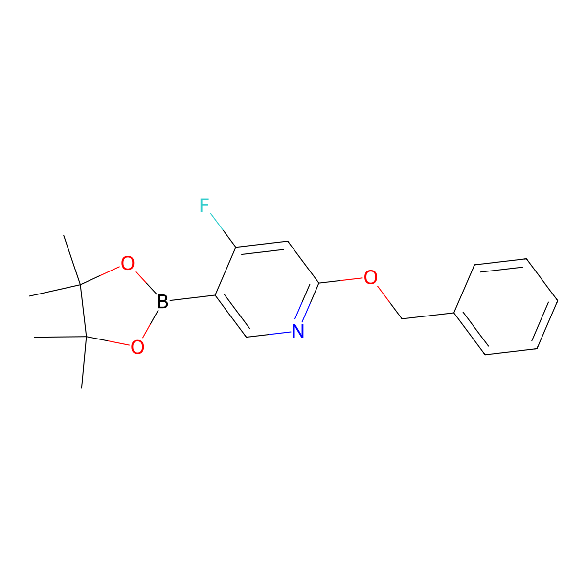 2-(Benzyloxy)-4-fluoro-5-(4,4,5,5-tetramethyl-1,3,2-dioxaborolan-2-yl)pyridine molecular structure, CAS 2710294-33-8