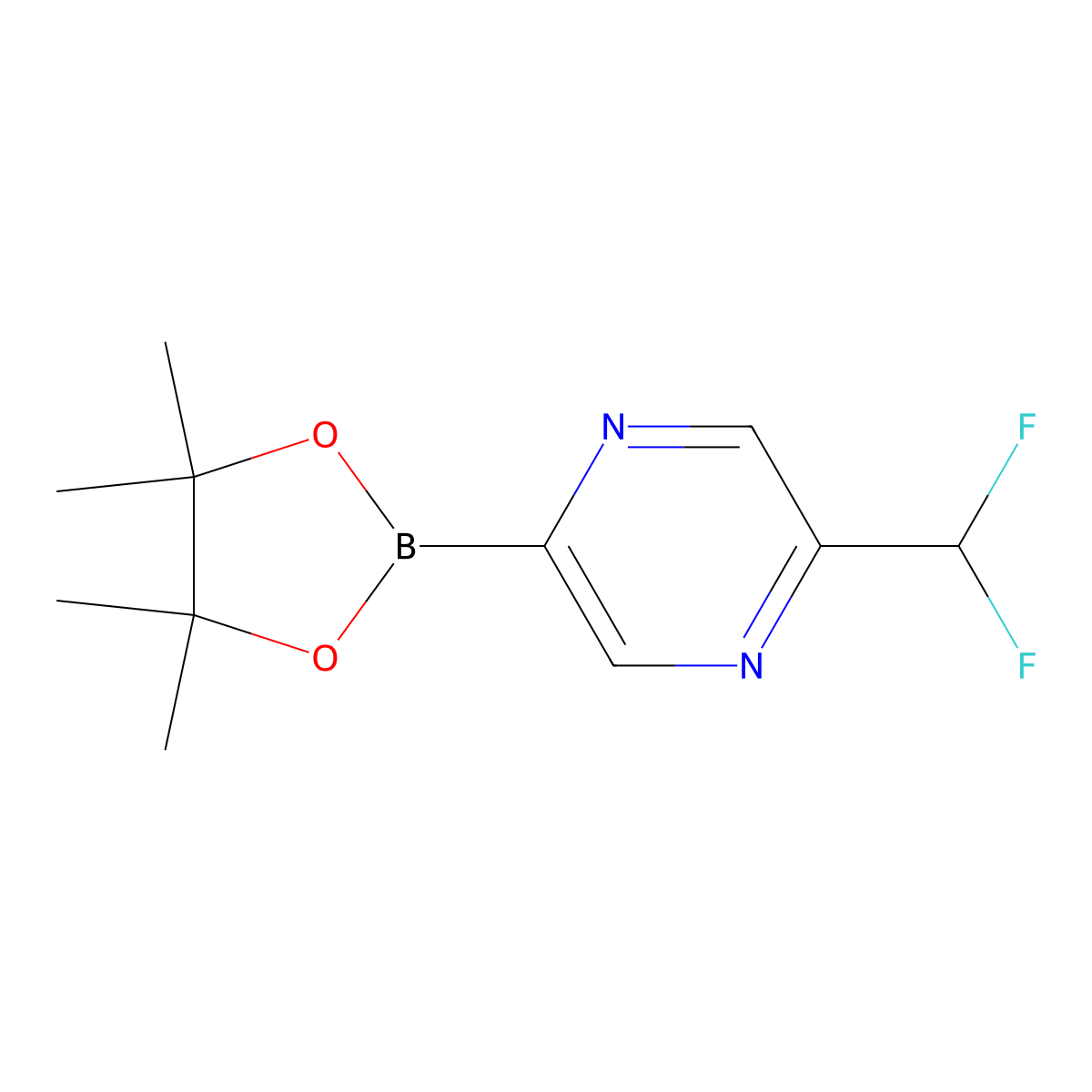 2-(Difluoromethyl)-5-(4,4,5,5-tetramethyl-1,3,2-dioxaborolan-2-yl)pyrazine molecular structure, CAS 2710294-36-1