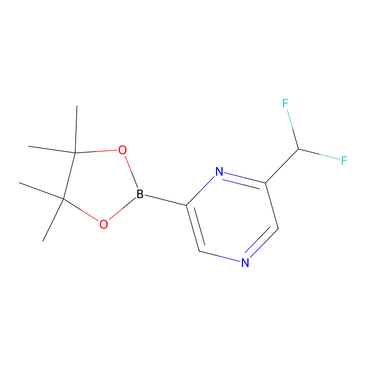 2-(Difluoromethyl)-6-(4,4,5,5-tetramethyl-1,3,2-dioxaborolan-2-yl)pyrazine molecular structure, CAS 2710294-37-2
