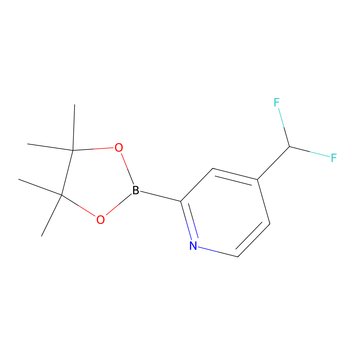 4-(Difluoromethyl)-2-(4,4,5,5-tetramethyl-1,3,2-dioxaborolan-2-yl)pyridine molecular structure, CAS 2710294-39-4