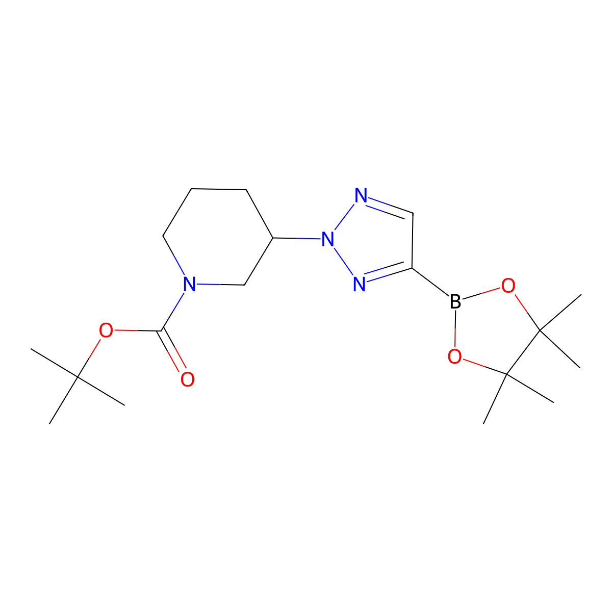 Tert-butyl 3-[4-(4,4,5,5-tetramethyl-1,3,2-dioxaborolan-2-yl)triazol-2-yl]piperidine-1-carboxylate molecular structure, CAS 2710295-60-4