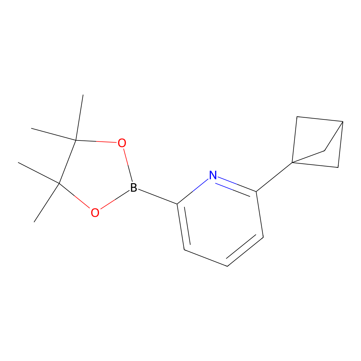 2-(Bicyclo[1.1.1]pentan-1-yl)-6-(4,4,5,5-tetramethyl-1,3,2-dioxaborolan-2-yl)pyridine molecular structure, CAS 2710295-63-7