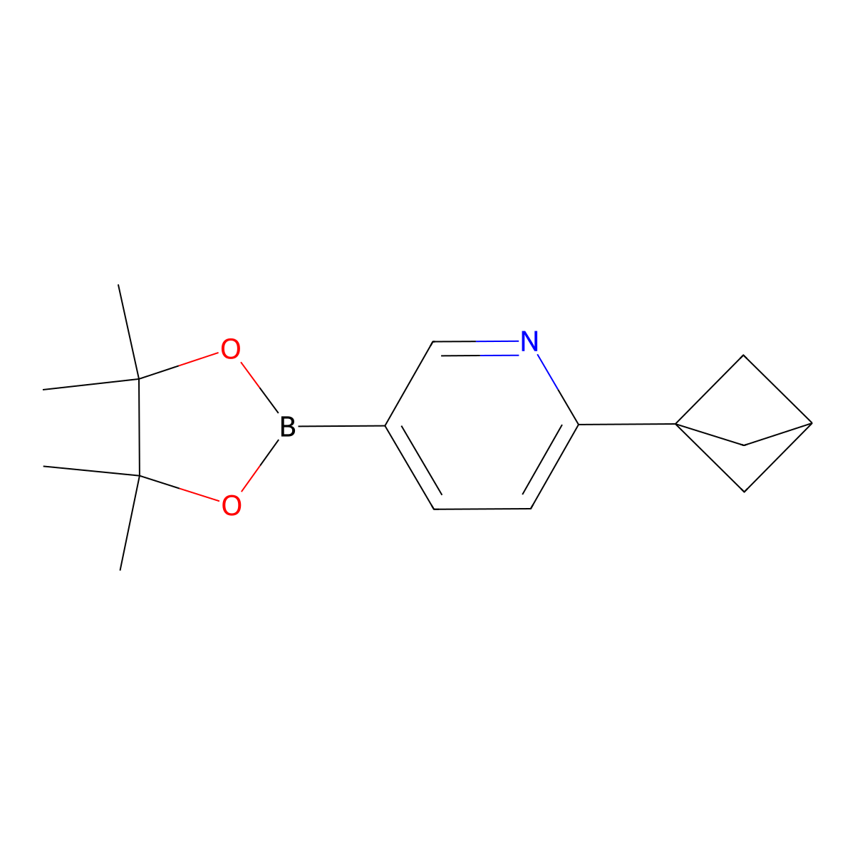 2-(Bicyclo[1.1.1]pentan-1-yl)-5-(4,4,5,5-tetramethyl-1,3,2-dioxaborolan-2-yl)pyridine molecular structure, CAS 2710295-64-8