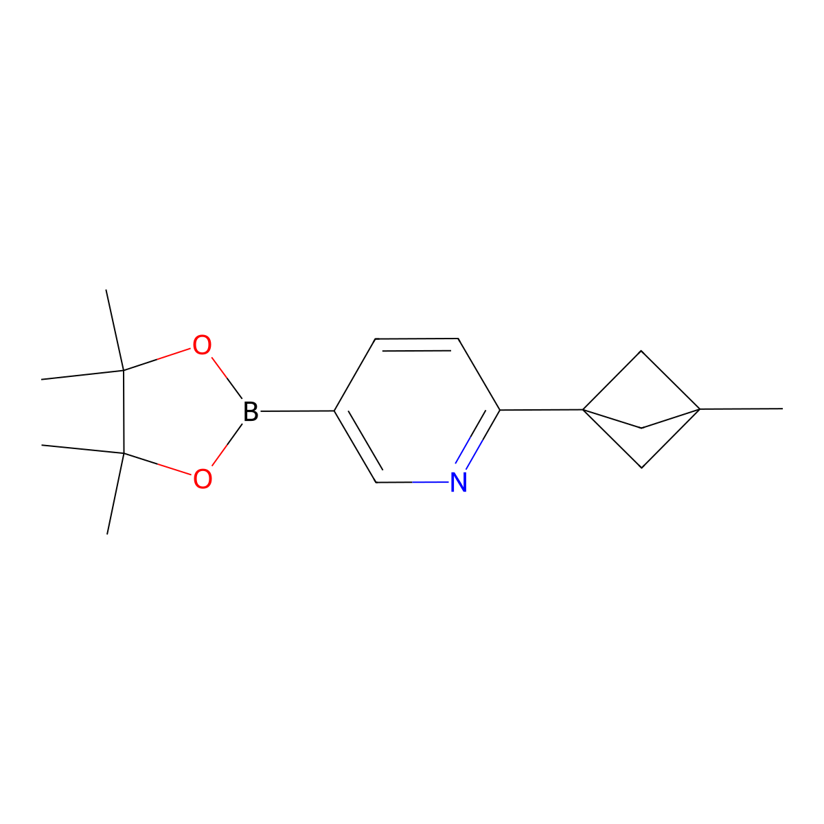 2-(3-Methylbicyclo[1.1.1]pentan-1-yl)-5-(4,4,5,5-tetramethyl-1,3,2-dioxaborolan-2-yl)pyridine molecular structure, CAS 2710295-67-1