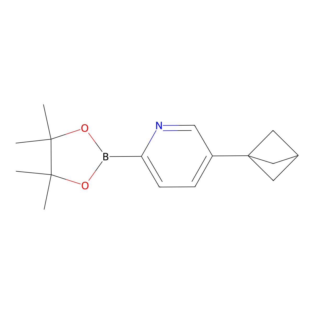 5-(Bicyclo[1.1.1]pentan-1-yl)-2-(4,4,5,5-tetramethyl-1,3,2-dioxaborolan-2-yl)pyridine molecular structure, CAS 2710295-75-1