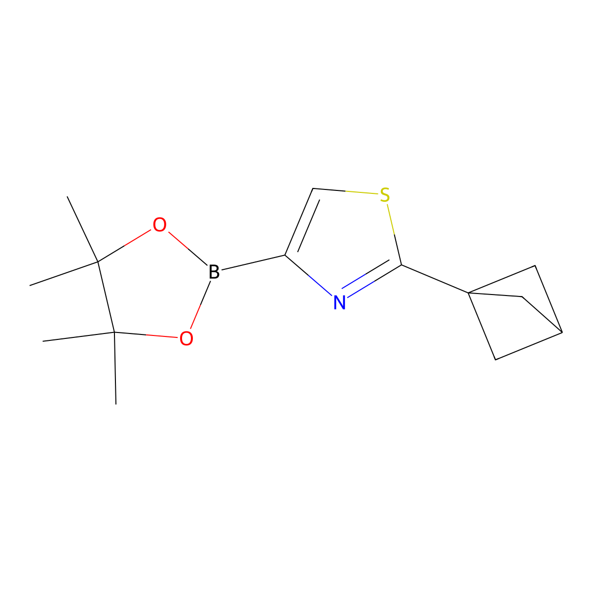 2-(Bicyclo[1.1.1]pentan-1-yl)-4-(4,4,5,5-tetramethyl-1,3,2-dioxaborolan-2-yl)thiazole molecular structure, CAS 2710295-83-1
