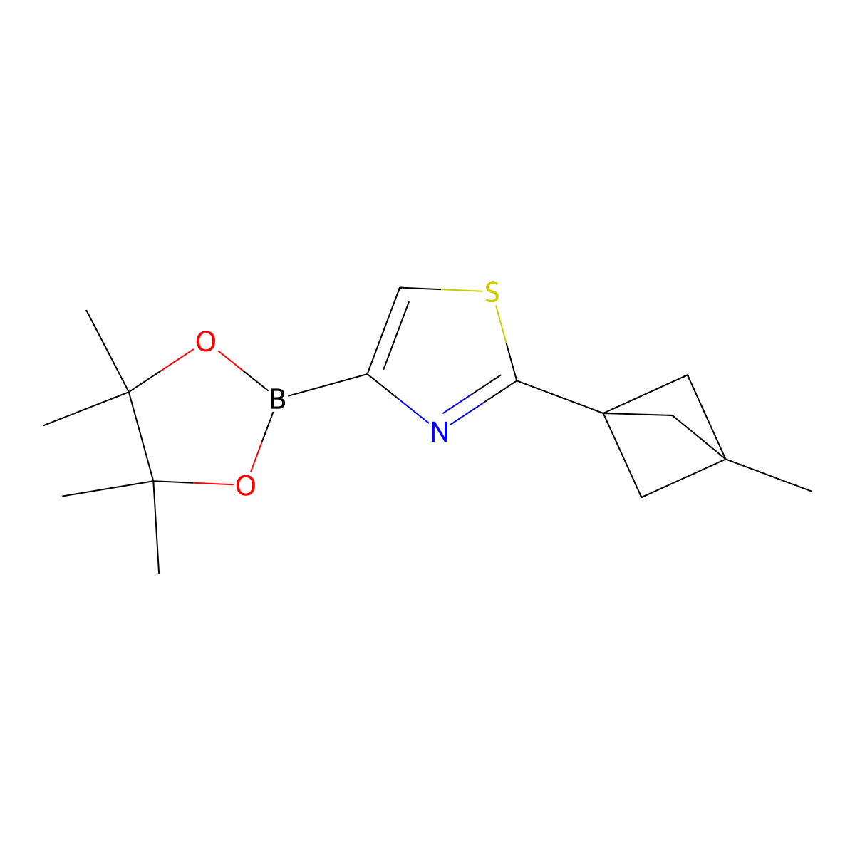 2-(3-Methylbicyclo[1.1.1]pentan-1-yl)-4-(4,4,5,5-tetramethyl-1,3,2-dioxaborolan-2-yl)thiazole molecular structure, CAS 2710295-84-2