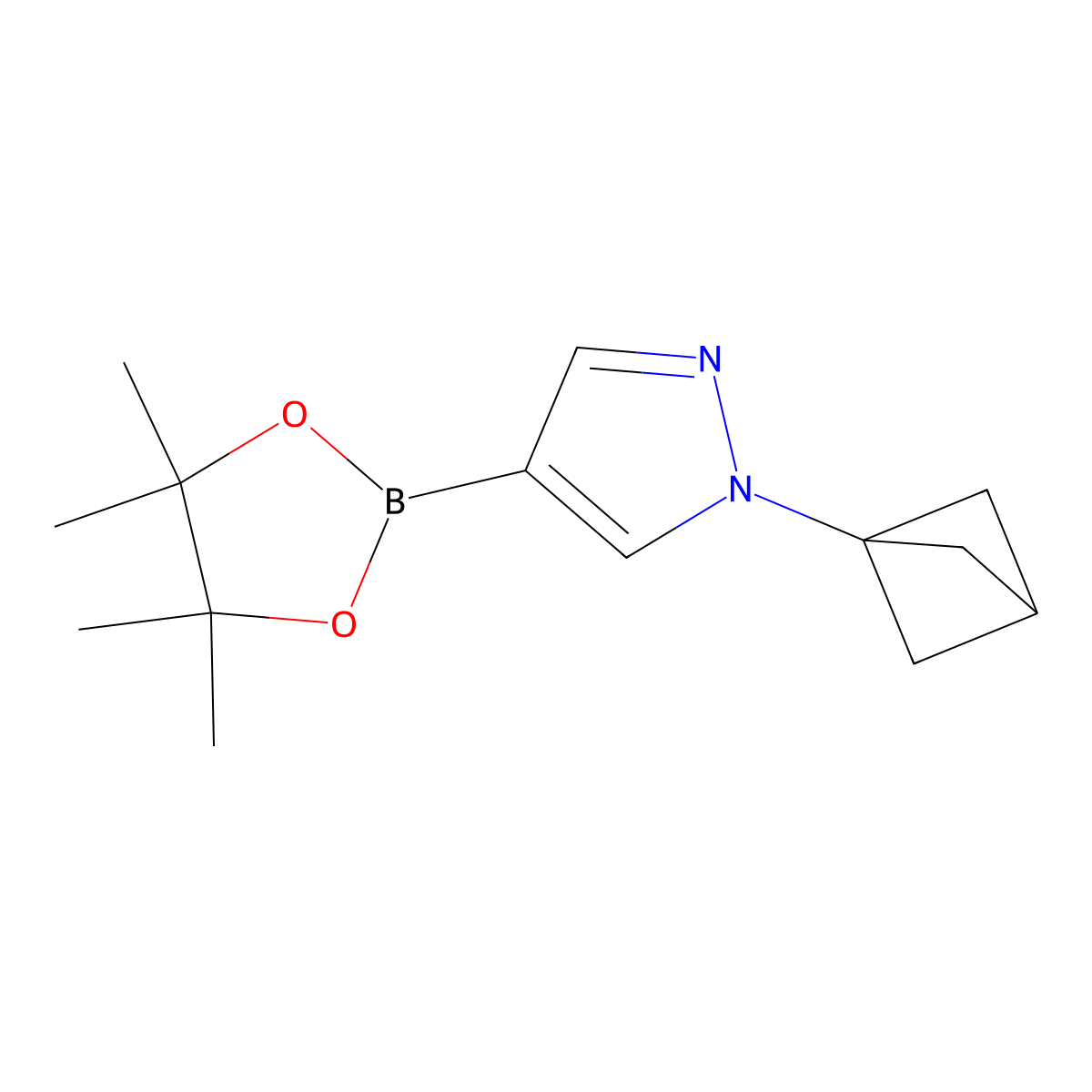 1-{bicyclo[1.1.1]pentan-1-yl}-4-(tetramethyl-1,3,2-dioxaborolan-2-yl)-1H-pyrazole molecular structure, CAS 2710295-87-5