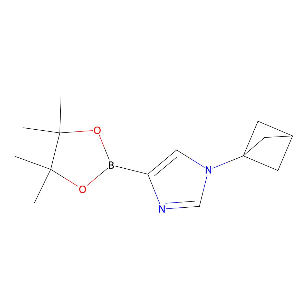 1-(bicyclo[1.1.1]pentan-1-yl)-4-(4,4,5,5-tetramethyl-1,3,2-dioxaborolan-2-yl)-1H-imidazole molecular structure, CAS 2710295-89-7