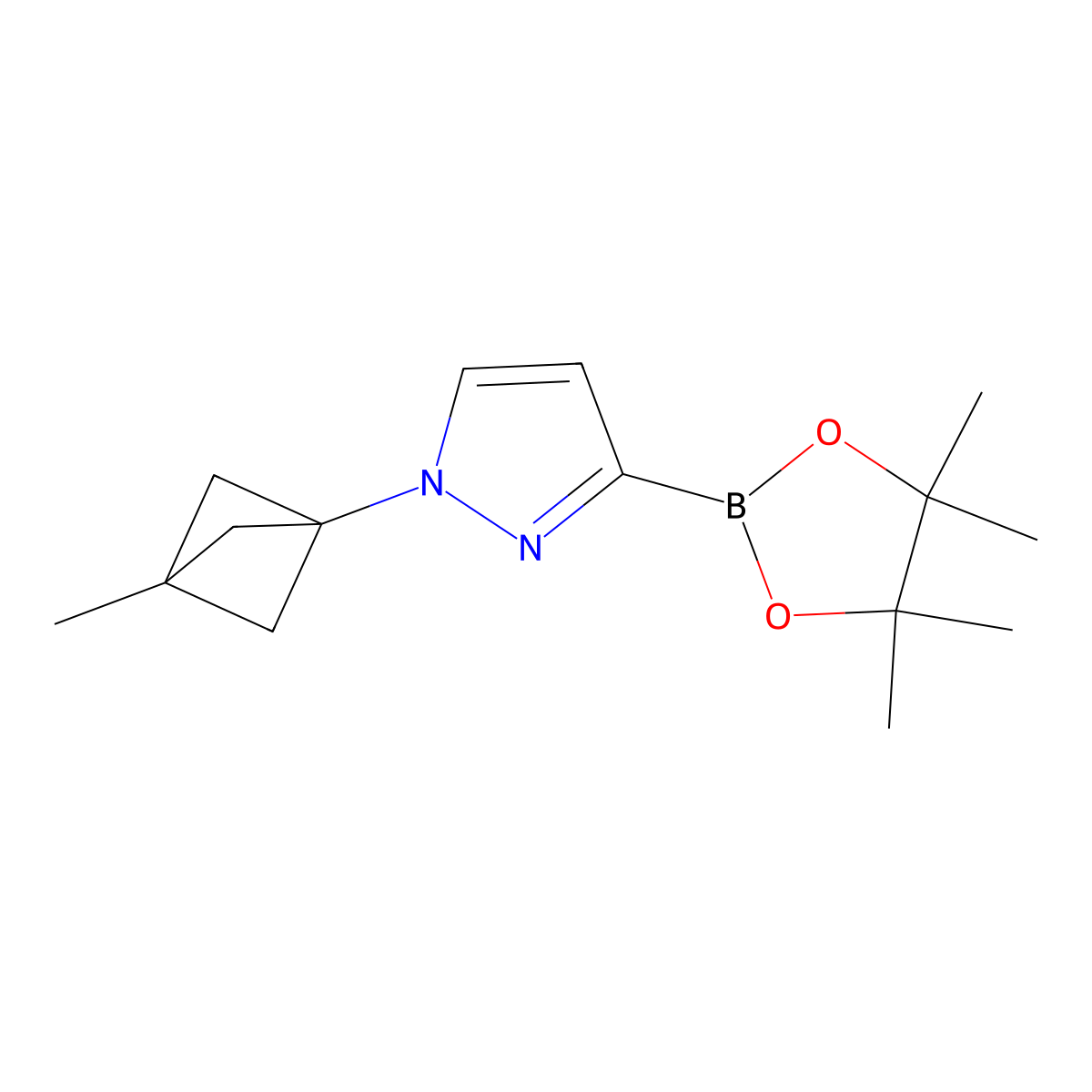 1-(3-methylbicyclo[1.1.1]pentan-1-yl)-3-(4,4,5,5-tetramethyl-1,3,2-dioxaborolan-2-yl)-1H-pyrazole molecular structure, CAS 2710295-92-2