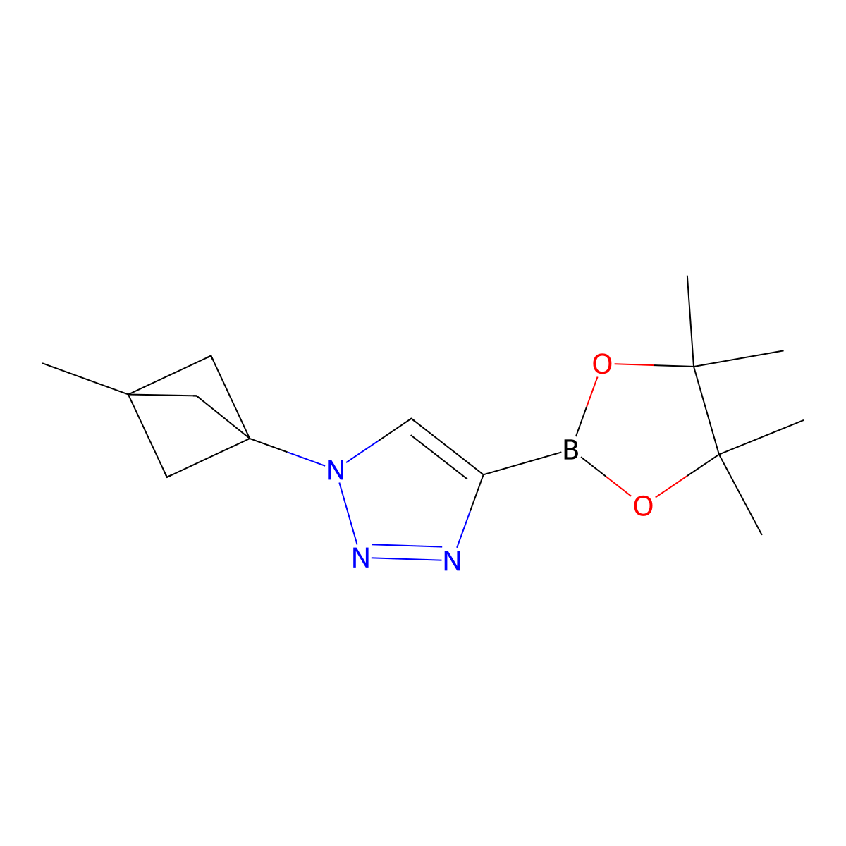 1-(3-methylbicyclo[1.1.1]pentan-1-yl)-4-(4,4,5,5-tetramethyl-1,3,2-dioxaborolan-2-yl)-1H-1,2,3-triazole molecular structure, CAS 2710295-94-4
