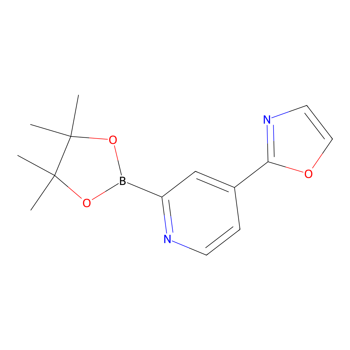 2-(2-(4,4,5,5-Tetramethyl-1,3,2-dioxaborolan-2-yl)pyridin-4-yl)oxazole molecular structure, CAS 2710296-11-8