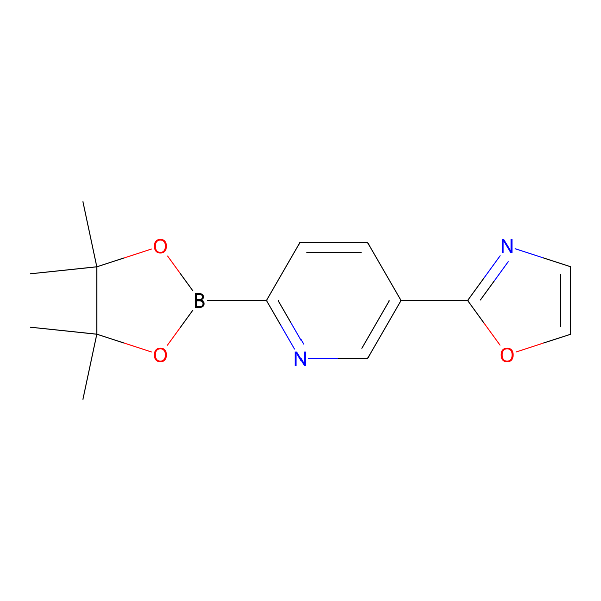 2-(6-(4,4,5,5-Tetramethyl-1,3,2-dioxaborolan-2-yl)pyridin-3-yl)oxazole molecular structure, CAS 2710296-13-0