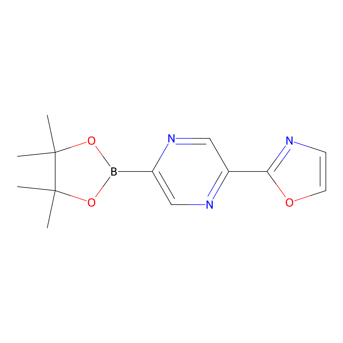 2-(5-(4,4,5,5-Tetramethyl-1,3,2-dioxaborolan-2-yl)pyrazin-2-yl)oxazole molecular structure, CAS 2710296-14-1