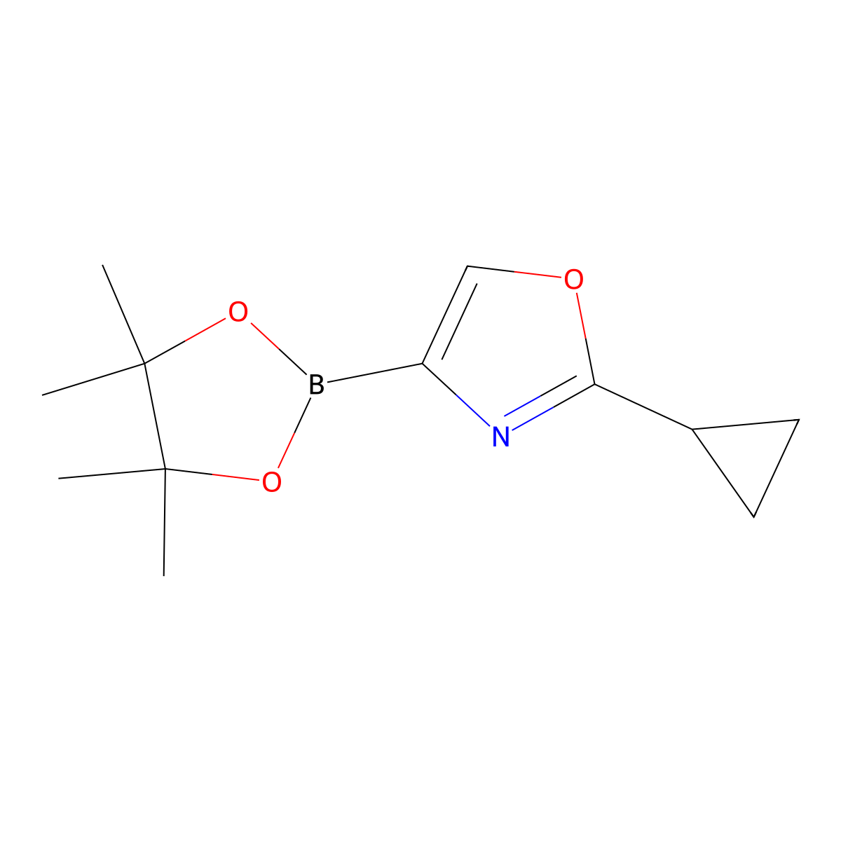 2-Cyclopropyl-4-(4,4,5,5-tetramethyl-1,3,2-dioxaborolan-2-yl)oxazole molecular structure, CAS 2710297-28-0