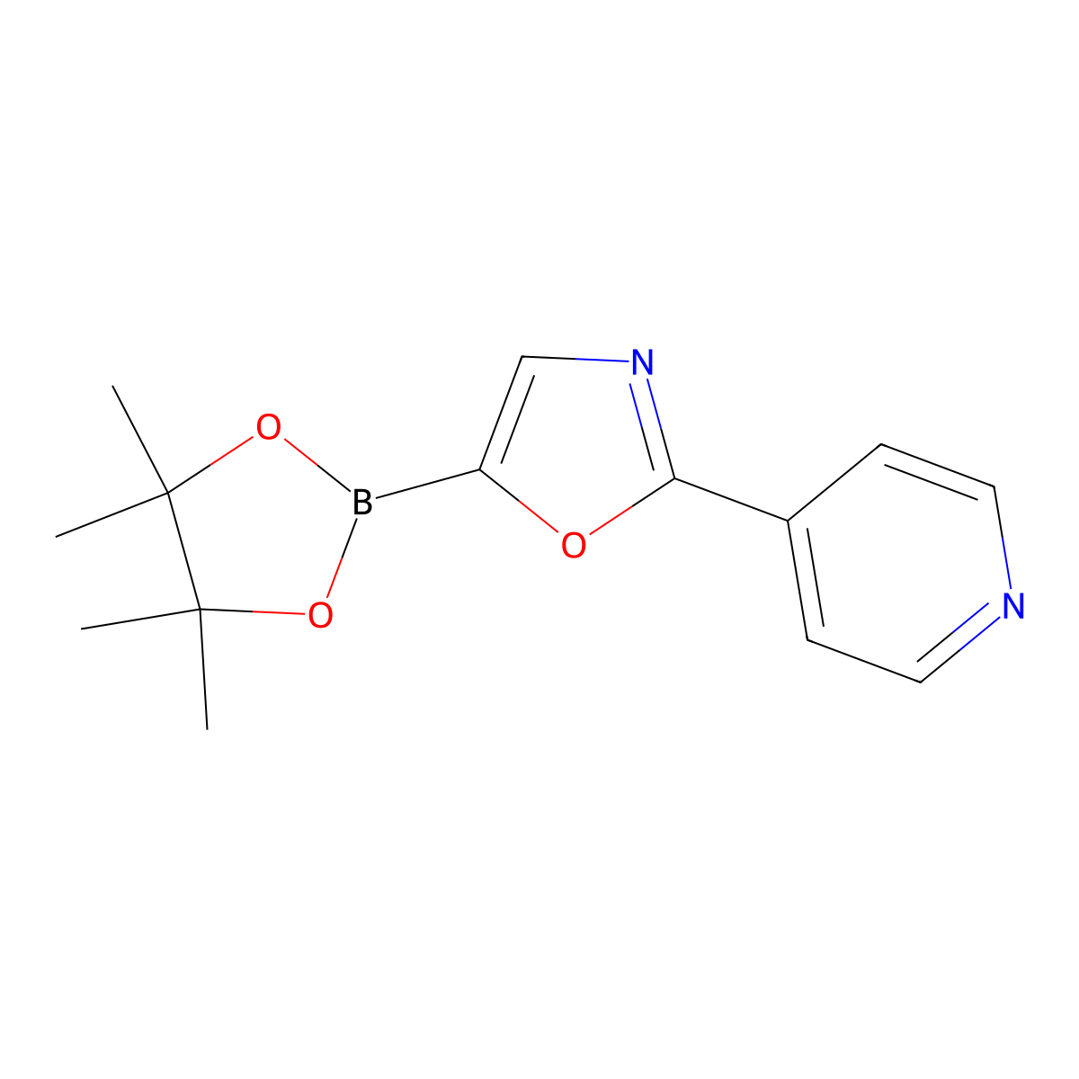 2-(Pyridin-4-yl)-5-(4,4,5,5-tetramethyl-1,3,2-dioxaborolan-2-yl)oxazole molecular structure, CAS 2710297-45-1