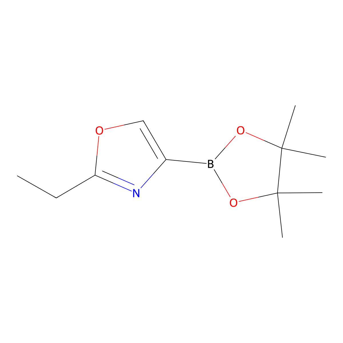 2-Ethyl-4-(4,4,5,5-tetramethyl-1,3,2-dioxaborolan-2-yl)oxazole molecular structure, CAS 2710297-54-2