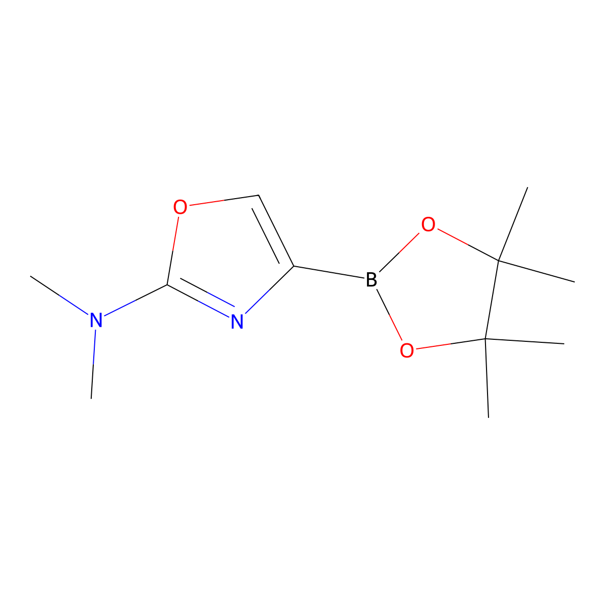 N,N-dimethyl-4-(4,4,5,5-tetramethyl-1,3,2-dioxaborolan-2-yl)oxazol-2-amine molecular structure, CAS 2710297-63-3