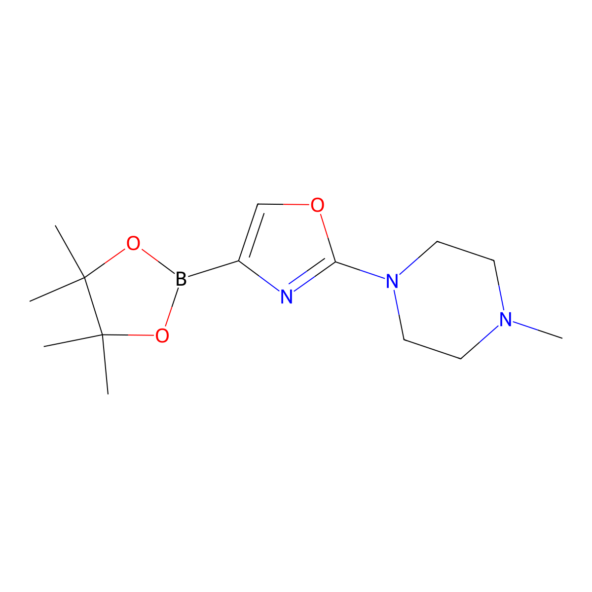 2-(4-Methylpiperazin-1-yl)-4-(4,4,5,5-tetramethyl-1,3,2-dioxaborolan-2-yl)oxazole molecular structure, CAS 2710297-66-6