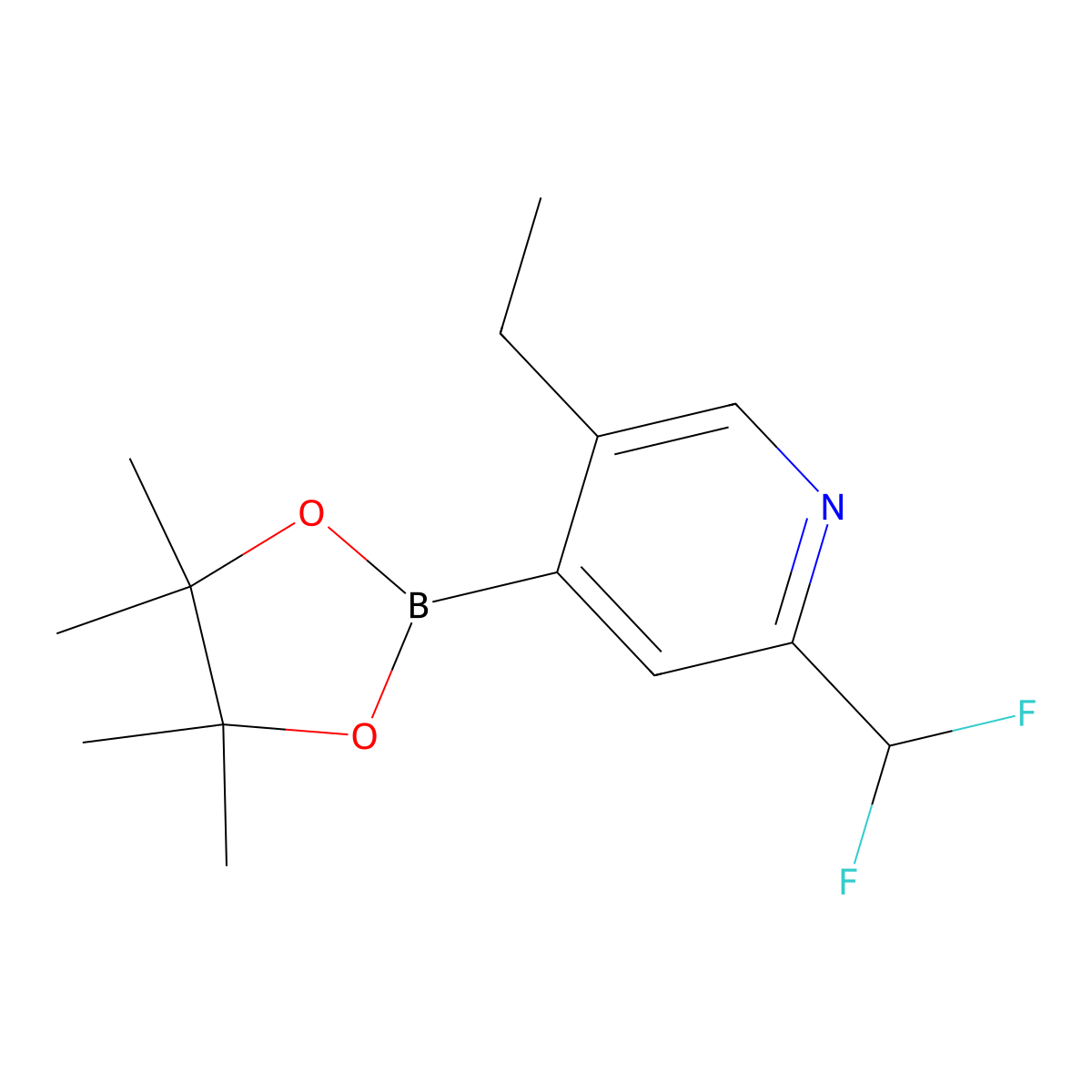 2-(Difluoromethyl)-5-ethyl-4-(4,4,5,5-tetramethyl-1,3,2-dioxaborolan-2-yl)pyridine molecular structure, CAS 2710297-77-9