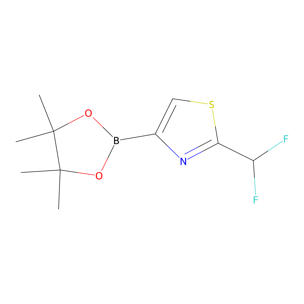 2-(Difluoromethyl)-4-(4,4,5,5-tetramethyl-1,3,2-dioxaborolan-2-yl)thiazole molecular structure, CAS 2710297-90-6