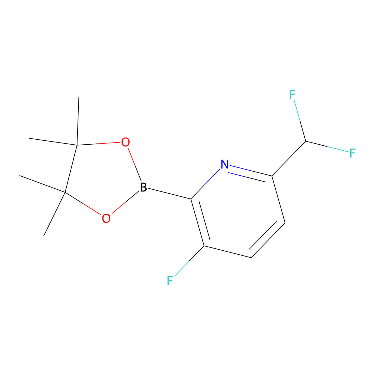 6-(Difluoromethyl)-3-fluoro-2-(4,4,5,5-tetramethyl-1,3,2-dioxaborolan-2-yl)pyridine molecular structure, CAS 2710297-92-8