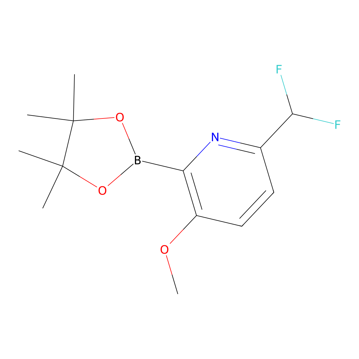 6-(Difluoromethyl)-3-methoxy-2-(4,4,5,5-tetramethyl-1,3,2-dioxaborolan-2-yl)pyridine molecular structure, CAS 2710297-94-0