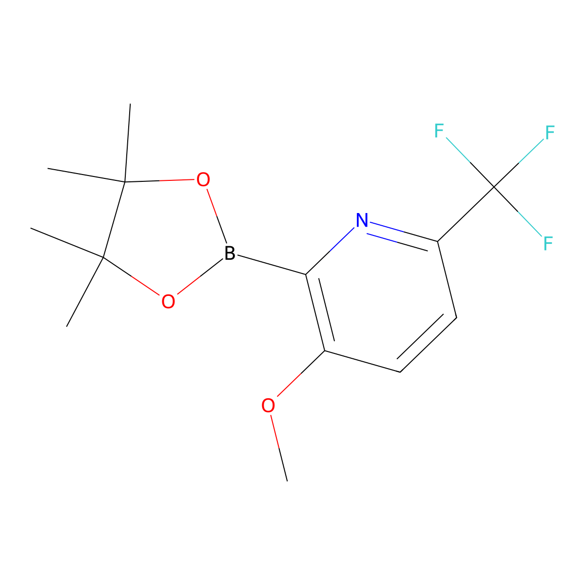 3-Methoxy-2-(4,4,5,5-tetramethyl-1,3,2-dioxaborolan-2-yl)-6-(trifluoromethyl)pyridine molecular structure, CAS 2710297-95-1